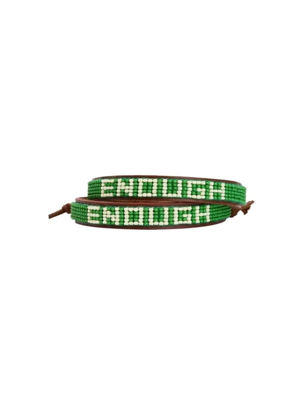 Green "ENOUGH" Beaded Wrap Bracelet - Women's Statement Bracelet